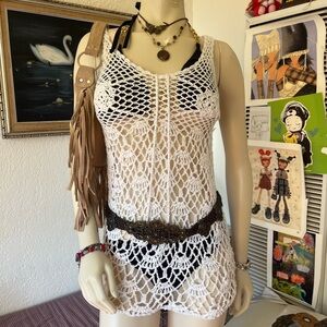 White Crochet Beach Cover-Up Dress